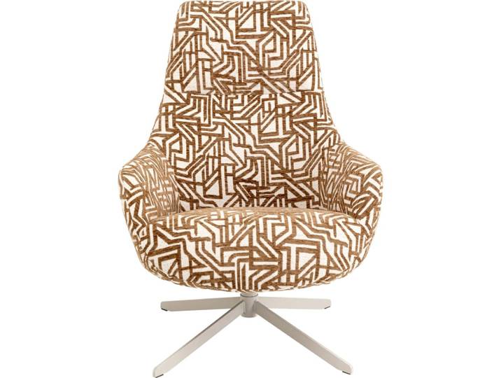 Fauteuil pivotant beige imprimé labyrinthe marron