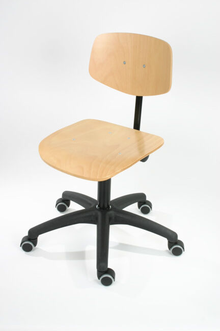 Chaise de travail à roulettes STIER, hauteur d'assise 450-640 mm, hêtre naturel (904700)