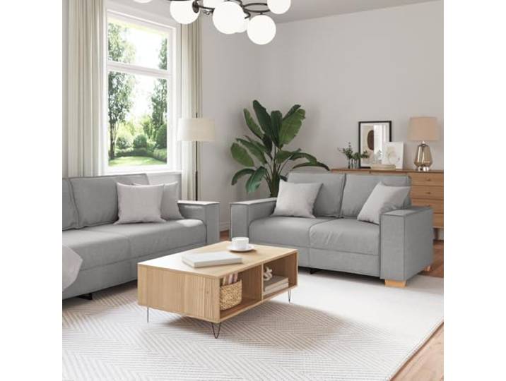 HEFZGDB 3-TLG. Sofagarnitur mit Kissen Wolkengrau Stoff – Modulares Sofa-Set mit verstellbaren Abschnitten, abnehmbaren Bezügen und weichem Polyester für Wohnzimmer, vielseitige