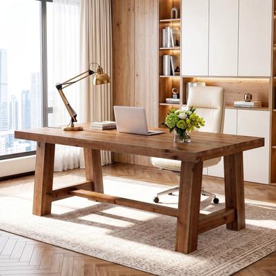 1Easylife Solid Wood Computer Desk, 63 Inch Rectangular Home Office Writing Table Conference Meeting Table for Home Commercial