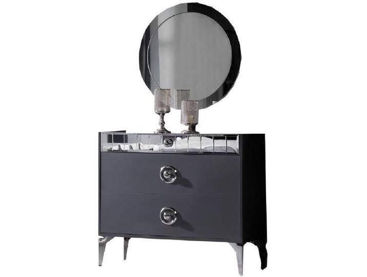 JVmoebel Schminktisch Eleganter Schminktisch mit Glasfläche und großem Spiegel (Kommode, Spiegel), Made in Europa