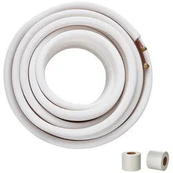 VEVOR 50FT Mini-Split-Leitungsset, Kupferrohre mit 1/4 Zoll und 3/8 Zoll Außendurchmesser und dreischichtiger Isolierung, für Mini-Split-Klimaanlagen, Kältemittel- oder Wärmepumpengeräte und HVAC mit