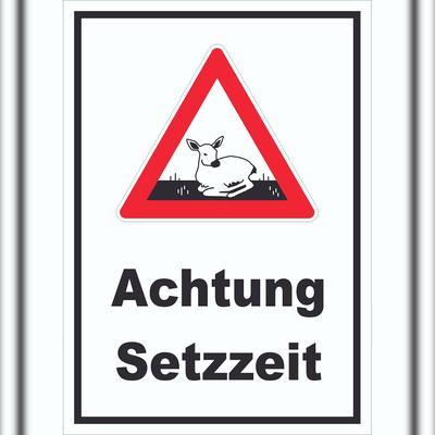 HB-Druck Achtung Setzzeit Schild A0 Rückseite selbstklebend