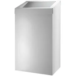 Dutch Bins Abfallbehälter Basic Bin Metall 50 Liter weiß mit grauem Druckventildeckel, mit Innenring