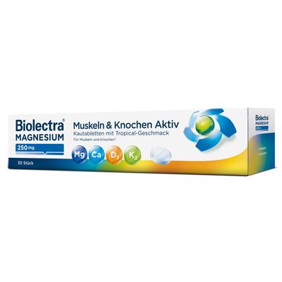 Biolectra Magnesium 250 mg Muskeln & Kno.Aktiv KTA 30 St Kautabletten