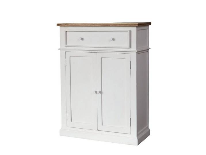 baario Highboard Kommode CRES weiss 120cm hoch, massiv Mangoholz Highboard Landhaus Design Antik