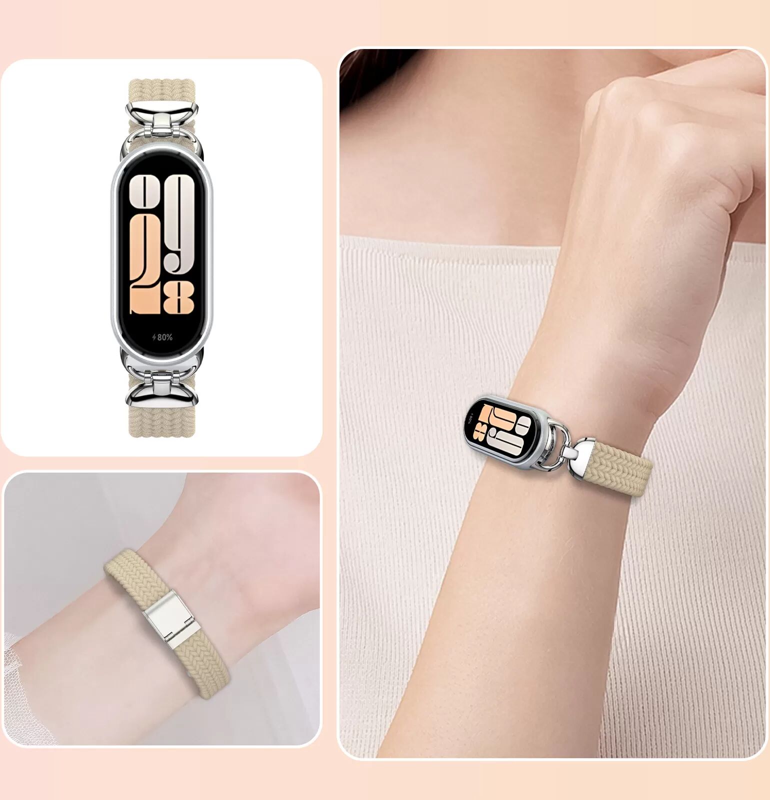INF Stylisches geflochtenes Schnallenarmband für Xiaomi Mi Band 9/10 Aprikose
