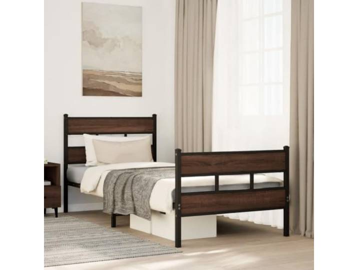 RJPLMFV Bettgestell aus Stahl, 80 x 200 cm, mit Kopfteil Lattenrost inklusive, Mittelbeine, Stauraum unter dem Bett, robust und stabil