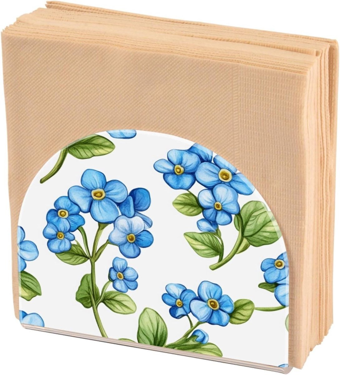 Servethouder Acryl Blauw Bloem U-vormig Ontwerp 10,5 x 12,5 cm