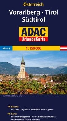 Collectif - ADAC Urlaubskarte Vorarlberg, Tirol, Südtirol 1:150.000: Register: Legende - Citypläne - Stadtinfo - Ortsregister. Karte . Sehenswürdigkeiten - Natur- und Nationalparks landschaftlich schöne Strecken - Preis vom 10.10.2026 11:48:34 h