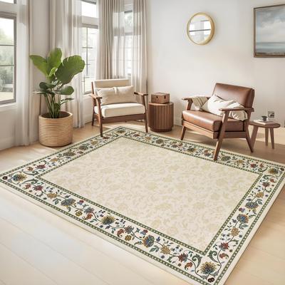 Garvee Traditional Floral Bordered Area Rug