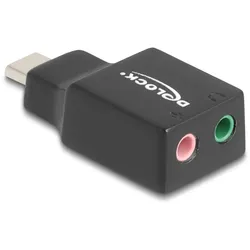 DeLOCK Externe USB Soundkarte mit Type-C™ Stecker auf 2 x 3,5 mm Klinkenbuchse Plug & Play Audio Adapter schwarz