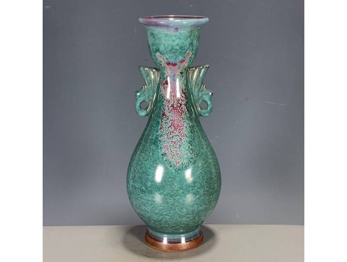 Chanson chinoise en porcelaine, four à glaçure verte, changement de Vase à Double oreille, 9.44 pouces