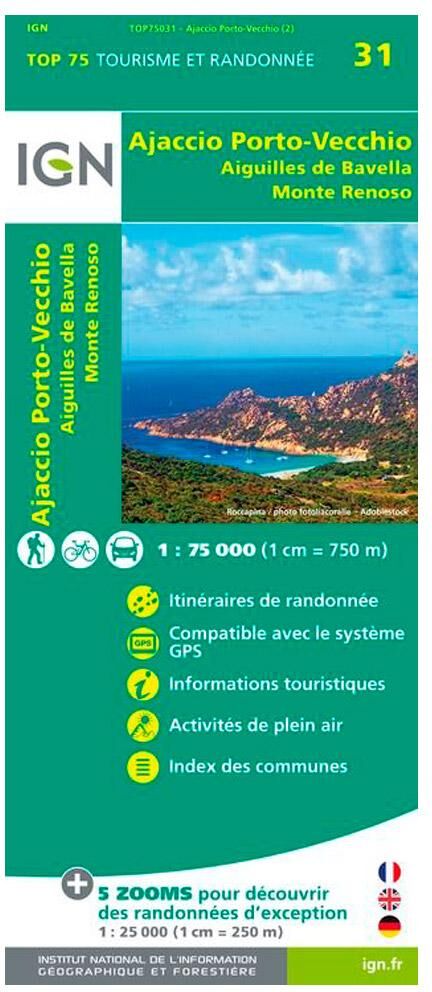 IGN  - Ajaccio Porto-Vecchio Aiguilles de Bavella Monte Renoso - Carte