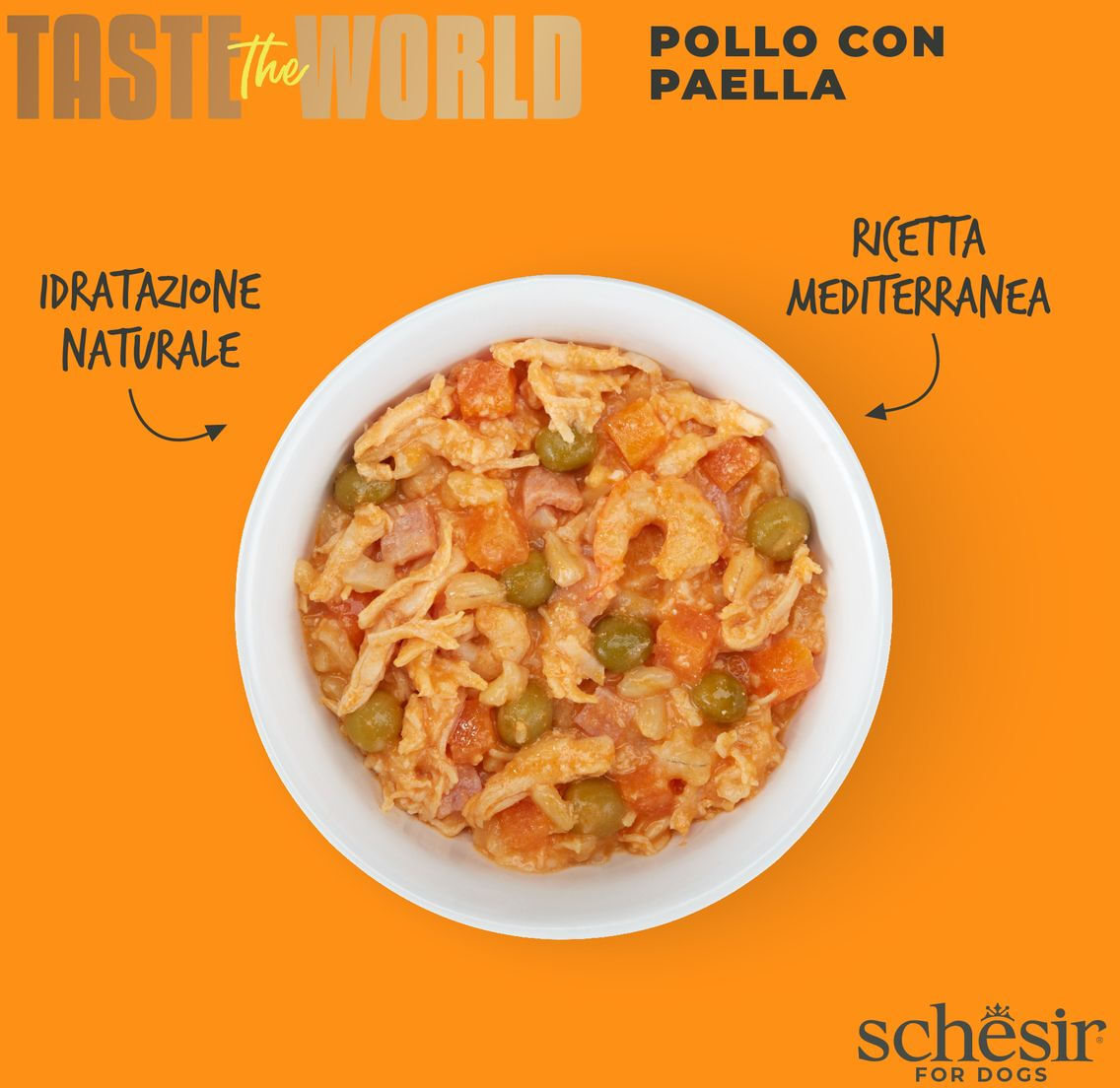 Schesir Taste The World Dog Lattina Multipack 8x150G POLLO CON PAELLA