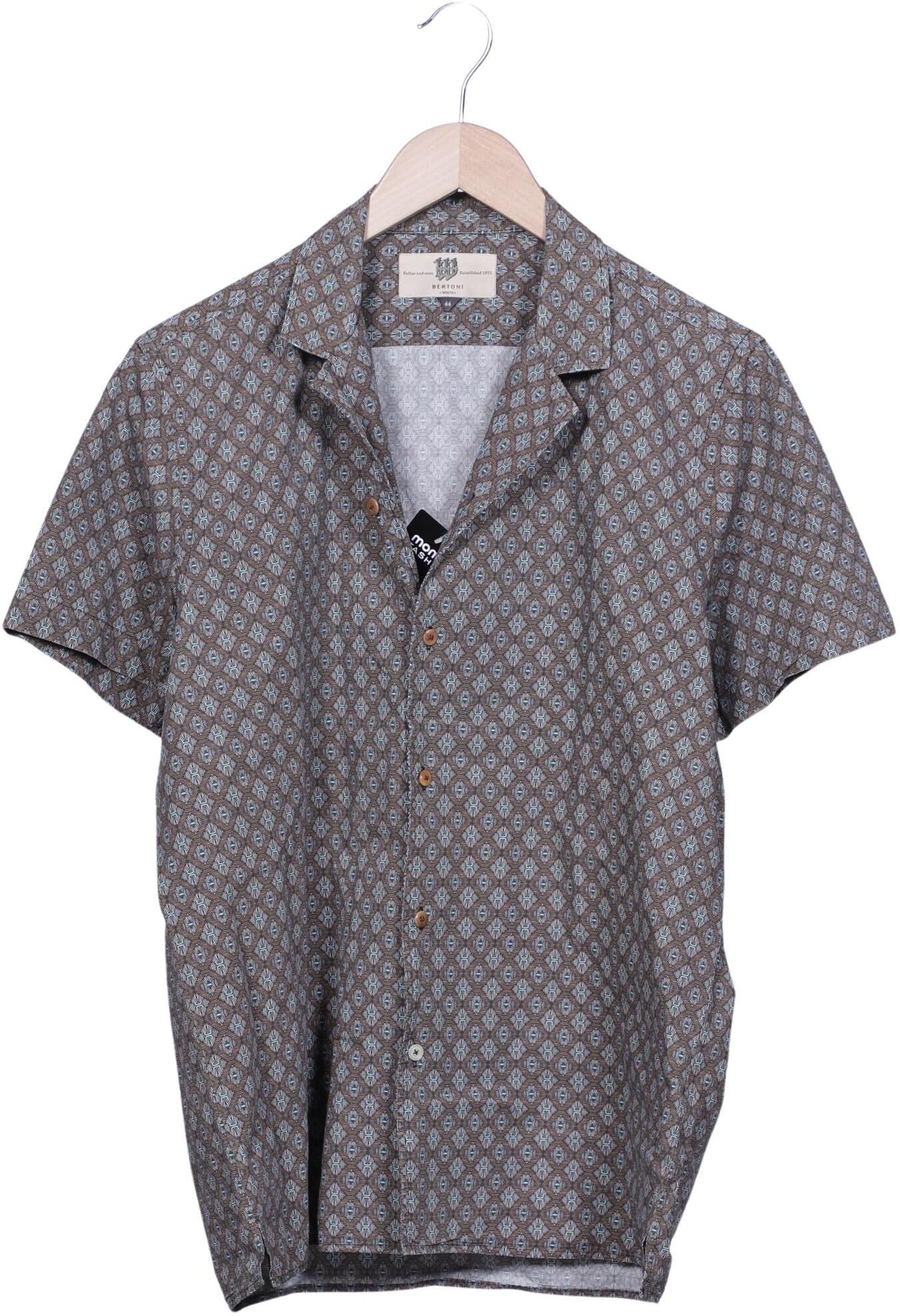 Bertoni Herren Hemd, Grau, Gr. 44, Baumwolle - Second Hand