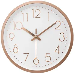 IvoQ Moderne Wanduhr Roségold - Stilvoll - Schlichtes Design - Ø 30 cm