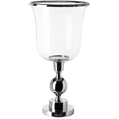 Windlicht FINK "SAMANTA", silber (silberfarben), H:48cm Ø:26cm, Aluminium, Glas, Kerzenhalter, Windlicht, Kerzenhalter aus Aluminium und Glas
