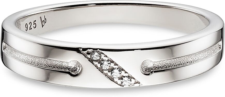 Silberring BRUNO BANANI "Schmuck Geschenk Damenring rhodiniert" Gr. 58, silber (silberfarben, kristallweiß), Fingerringe, 58, Silber 925 (Sterlingsilber), 4,1mm, Silberring, mit Zirkonia (synth.)