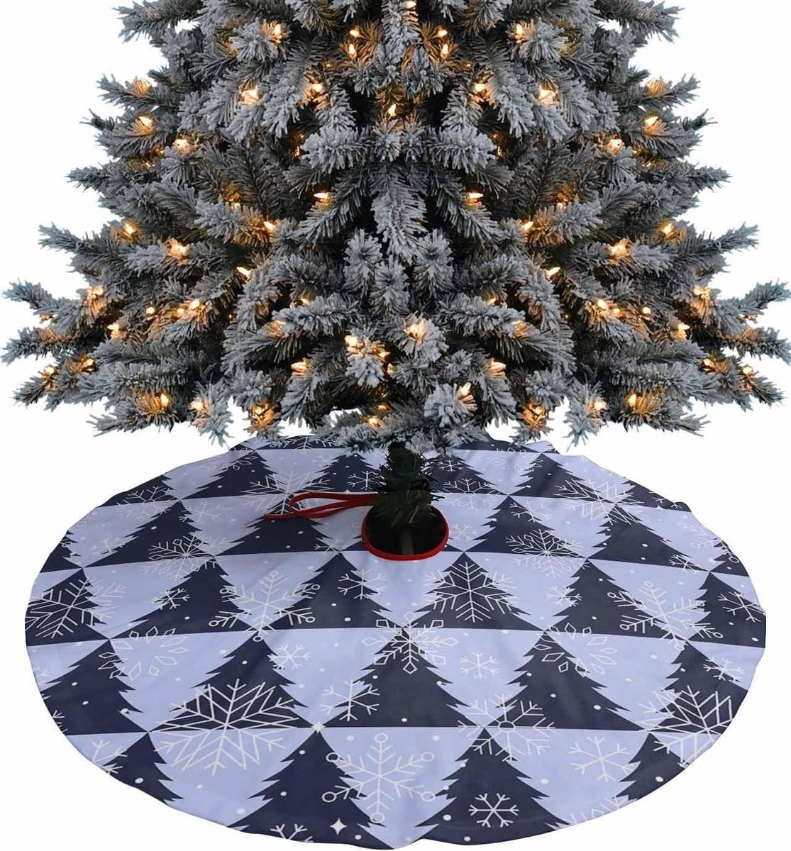 Blauw Kerstboomrok met Sneeuwvlokken Design - Herbruikbare Boomkleed Decoratie - 76 cm