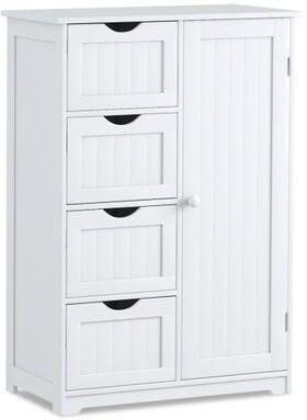 Costway Standing Indoor Wooden Cabinet with 4 Drawers-White