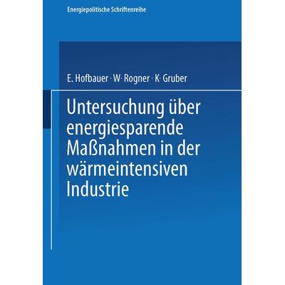 Untersuchung über energiesparende Maßnahmen in der wärmeintensiven Industrie, Taschenbuch von E. Hofbauer,W. Rogner,K. Gruber, Springer Wien,