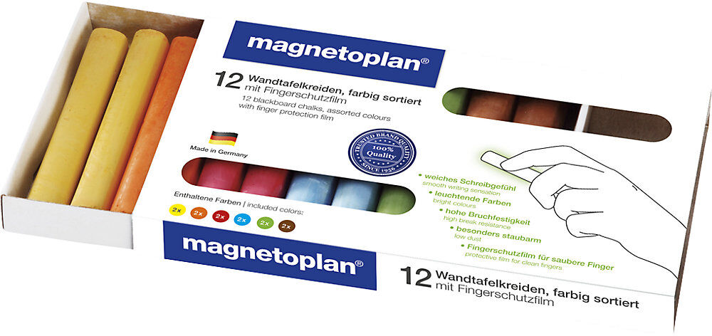 magnetoplan Kreide, abgerundet, farbig sortiert, VE 48 Stück