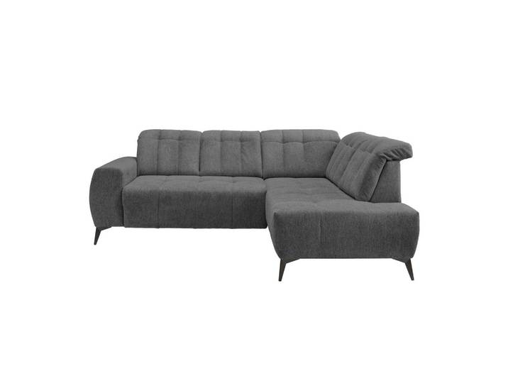Ecksofa, Anthrazit, 261x200 cm, Textil, 4-Sitzer & Ottomane Rechts, Modern, Livetastic