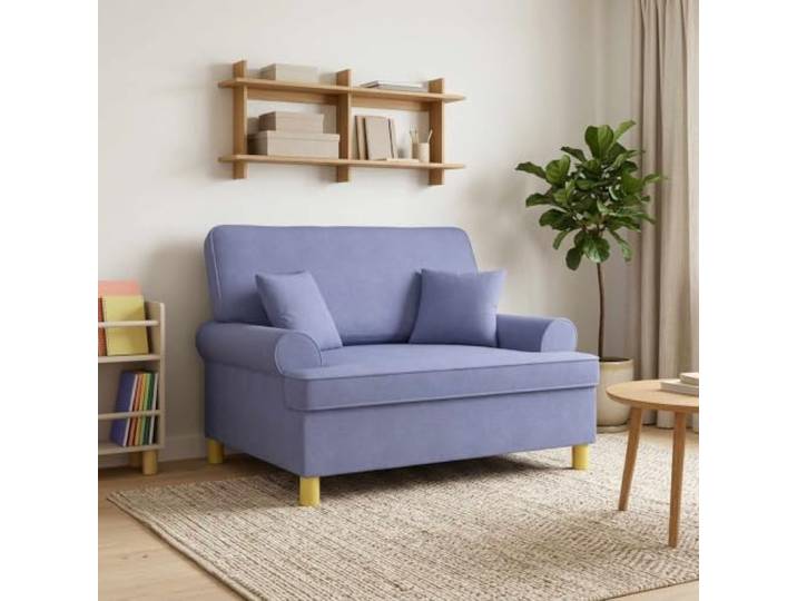 XXL-Sessel mit Kissen Jeans Blau Stoff Stoffbezug 100 % Polyester,Schaumstoffpolsterung,Holz-Metall-Rahmen,Kunststoffbeine,feuchtes Tuch