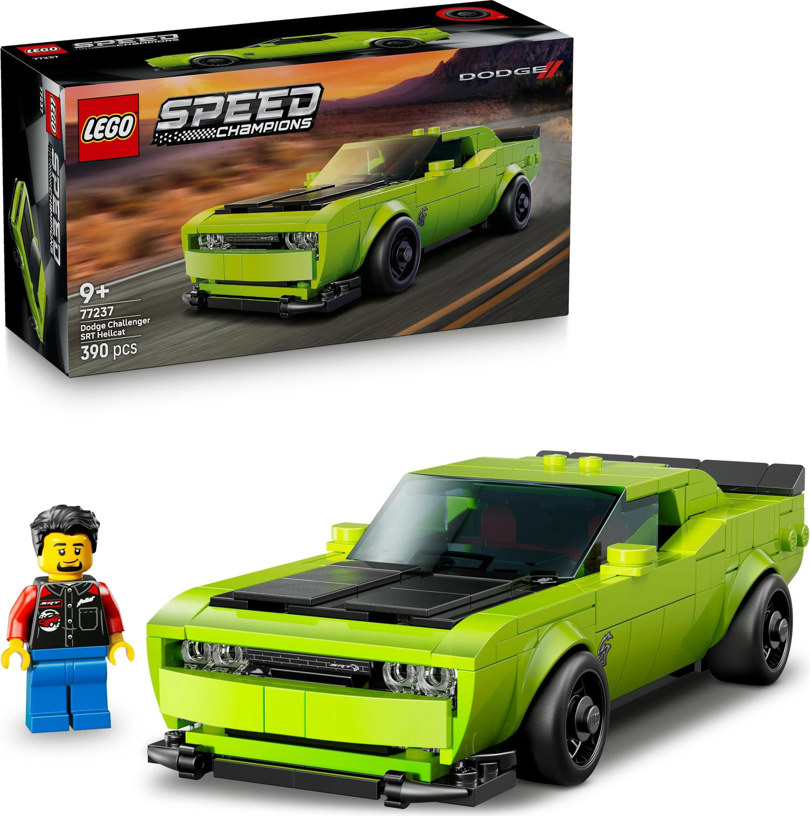 LEGO Speed Champions 77237 Dodge Challenger SRT Hellcat Sports Car Speelgoed voor 9 jaar
