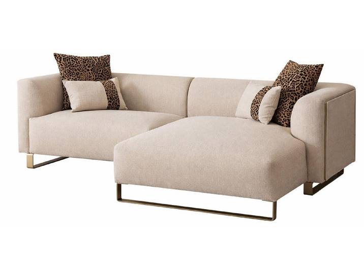 JVmoebel Ecksofa Luxuriöses beiges Ecksofa Stoffsofa Designersofa Wohnzimmermöbel, 1 Teile, Made in Europa