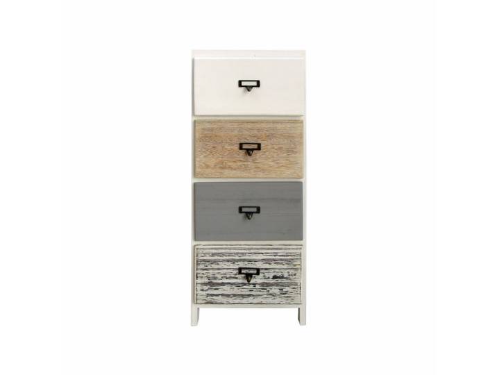 Chiffonnier avec 4 tiroirs en bois blanc brun et gris