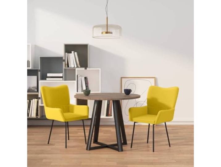 HEFZGDB Esszimmerstühle 2 STK. Gelb Samt mit ergonomischer Polsterung und robustem Metallgestell für maximalen Sitzkomfort