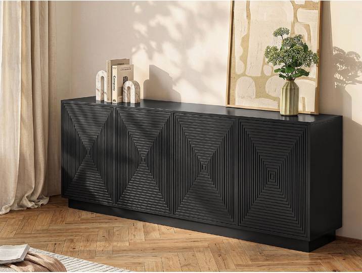 Sideboard mit 4 Türen - MDF - Schwarz - MEZULIA
