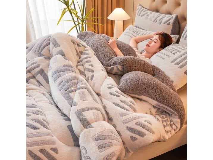 Couette en polaire d'agneau, super chaude, couette en coton épaisse, couverture d'hiver, idéale pour les dortoirs d'étudiants, couette en peluche rembourrée