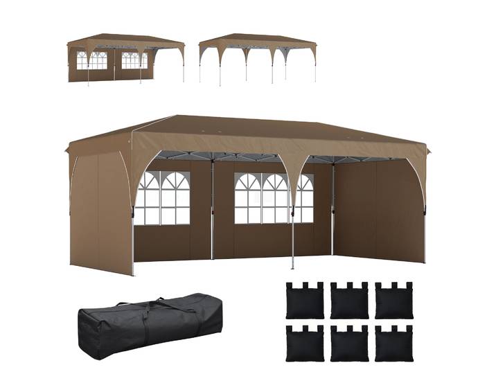 Tente pliante Outsunny 6x3 m avec montage rapide et bandes réfléchissantes