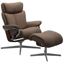 Stressless Sessel mit Hocker Magic Cross Leder Braun Batick Mole M (Medium)