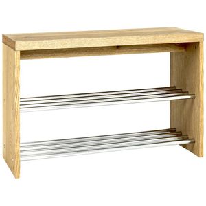 Haku-Möbel Schuhbank 15621, eiche, aus Holz, 2 Ebenen für 6 Paar, 81 x 55 x 30cm