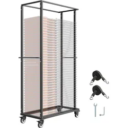 VEVOR Stuhlkarr, Klappbarer Stuhlständer, 227kg Tragkraft, Schwerlast-Stuhlwagen für 60 Stühle, Metall-Stuhlständer mit Lenkrollen & Feststellrädern, für Partyveranstaltungen, Hotels, Mattschwarz