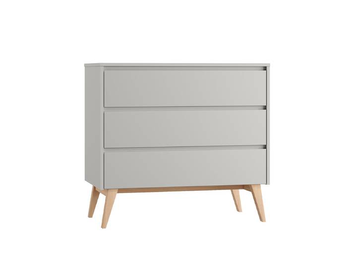 Commode 3 tiroirs Pinio Swing Gris et bois