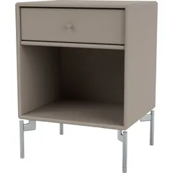 Dream Nachtschrank trüffelfarben auf verchromten Beinen