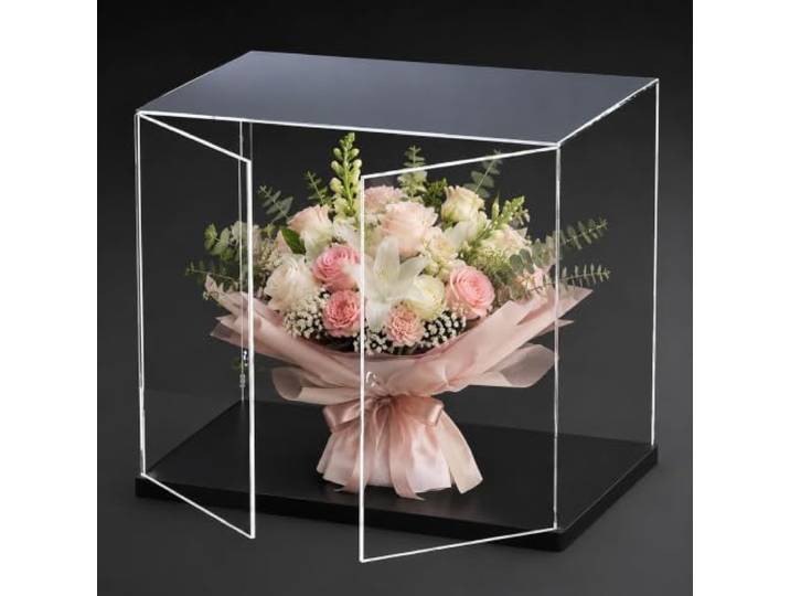 WLCGYD Acryl Vitrine Extra Große Acryl-Vitrine/Kunststoffbox (45–60 cm) Mit Frontklappe Und Stapelbarem 10-mm-Sockel – Ideal Für Dekorationen Zu Weihnachten, Geburtstagen Oder Halloween