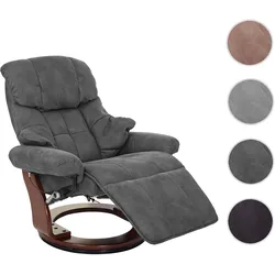 MCA Relaxsessel Calgary 2, Fernsehsessel Sessel, Stoff/Textil 150kg belastbar ~ dunkelgrau, Walnuss-Optik