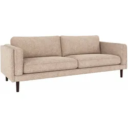 Sofa Braden 3-Sitzer aus Stoff, klassisch und komfortabel, Bezug Anna Hellbeige, Beine Braun