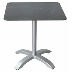 Outdoor-Bistrotisch Nonti in silber mit eckiger Tischplatte Dekor schwarzer Marmor
