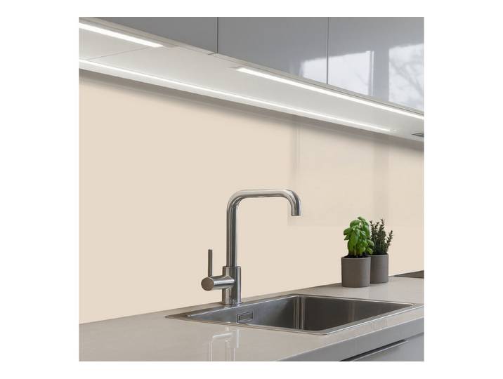 KitchenYeah Küchenrückwand selbstklebend (keine Folie) Beige - Unifarben, (1-tlg), Spritzschutz, Küche, Rückwand, Küchenwand, Küchenfront, 300x60 cm