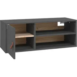 vidaXL Wandschrank Grau 80x30x30 cm Massivholz Kiefer