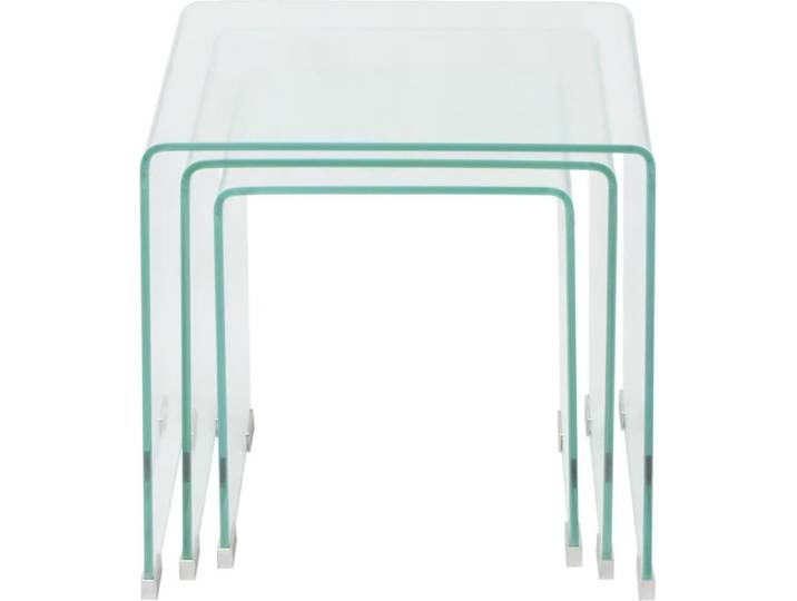 vidaXL Dreiteiliges Satztisch-Set aus gehärtetem Glas Transparent