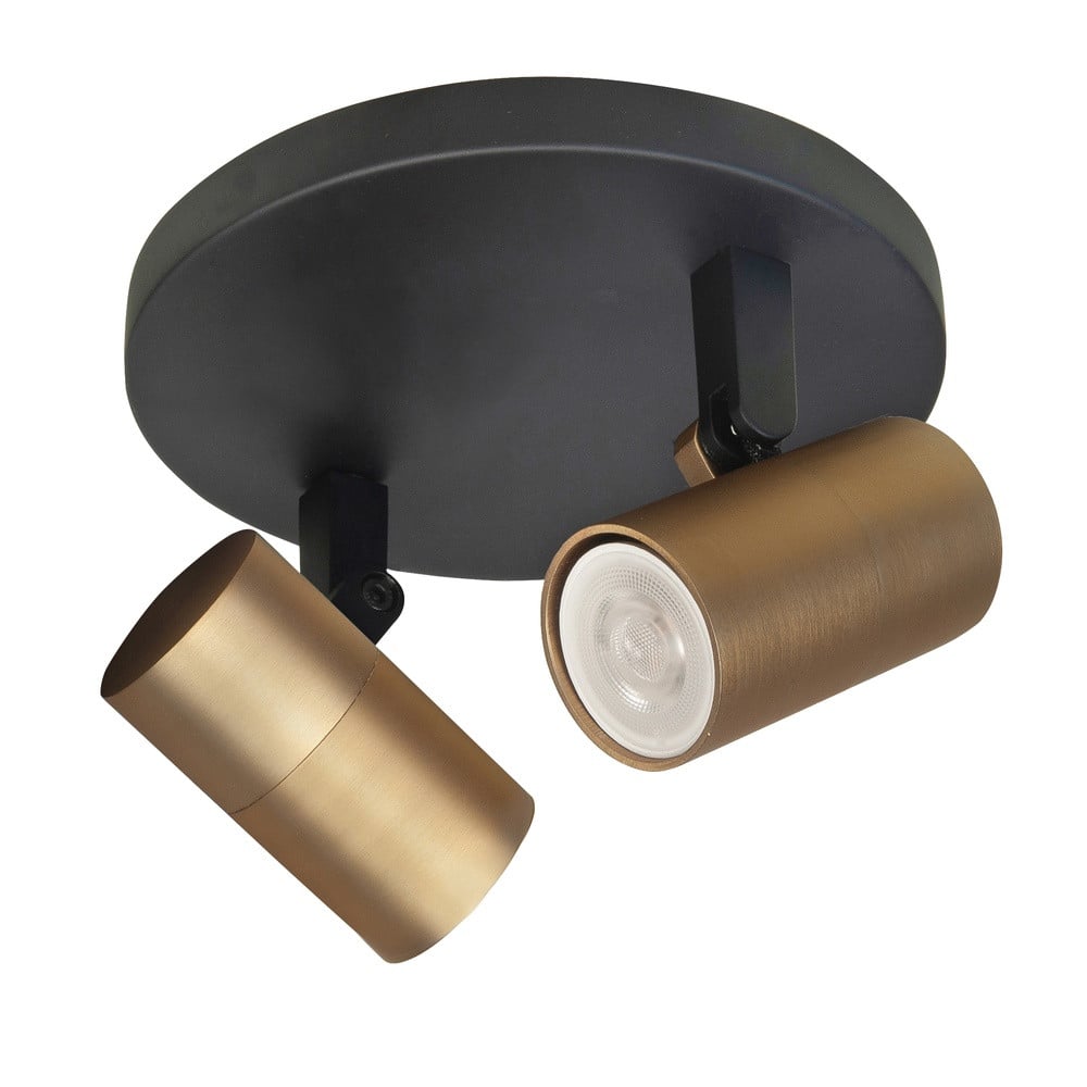 Highlight Piccolo Opbouwspot 2-lichts in zwart en messing met metalen afwerking
