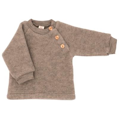 Engel - Kinder Raglanpullover mit Holzknöpfen - Wollpullover Gr 110/116 braun